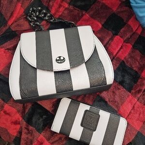 Black and White Striped Women's Bag